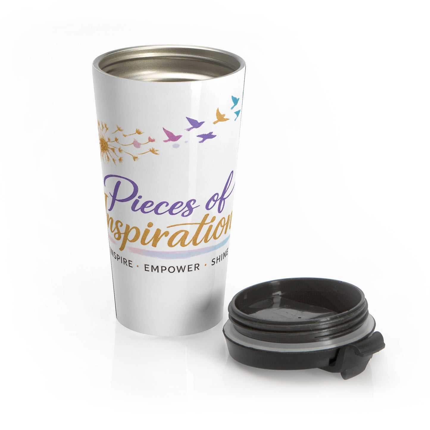 Pieces of Inspiration Stainless Steel Travel Mug — Inspirational Quote Coffee Tumbler