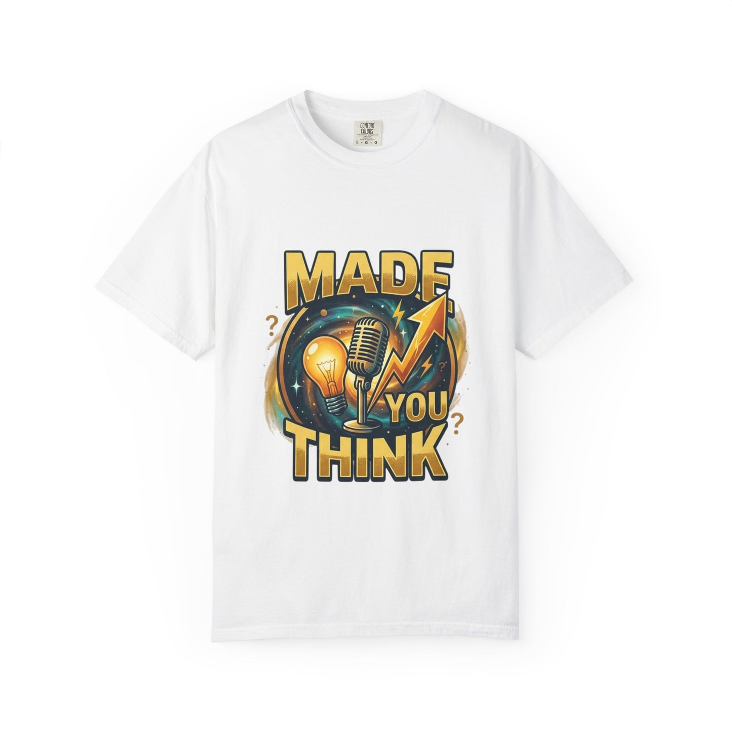 Made You Think T-Shirt — Retro Microphone & Lightbulb Graphic Tee