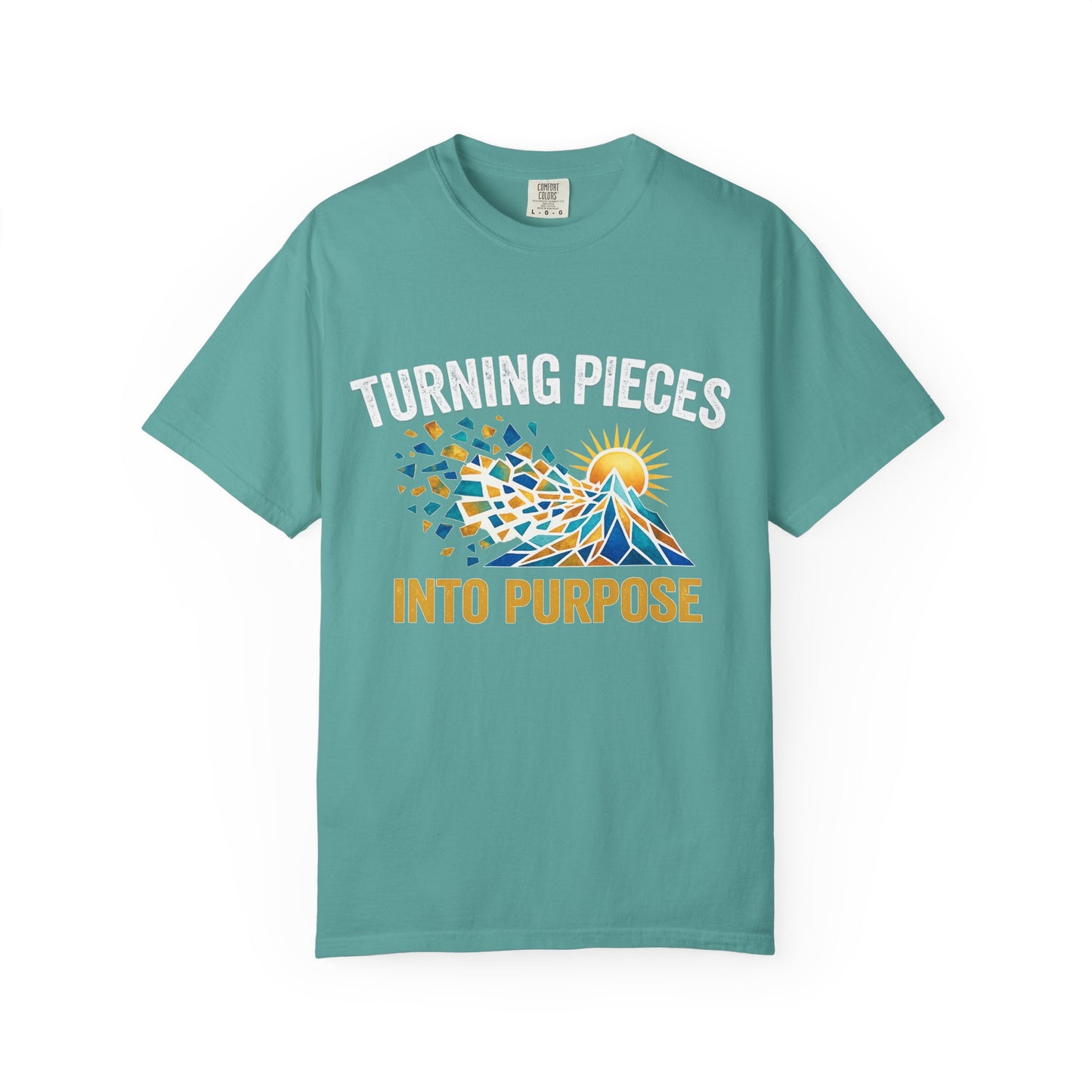 Turning Pieces Into Purpose T-Shirt — Inspirational Mosaic Sun Graphic