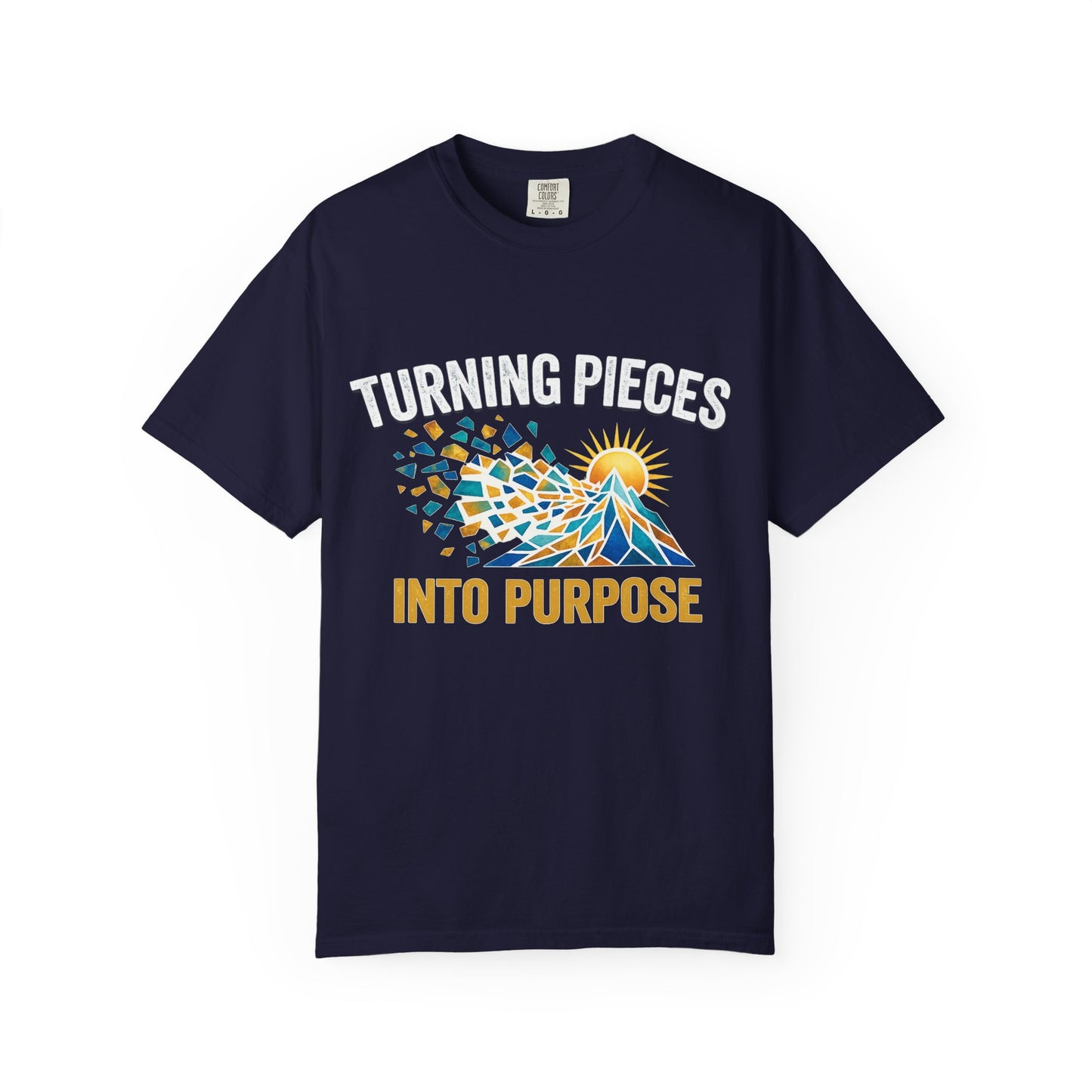 Turning Pieces Into Purpose T-Shirt — Inspirational Mosaic Sun Graphic