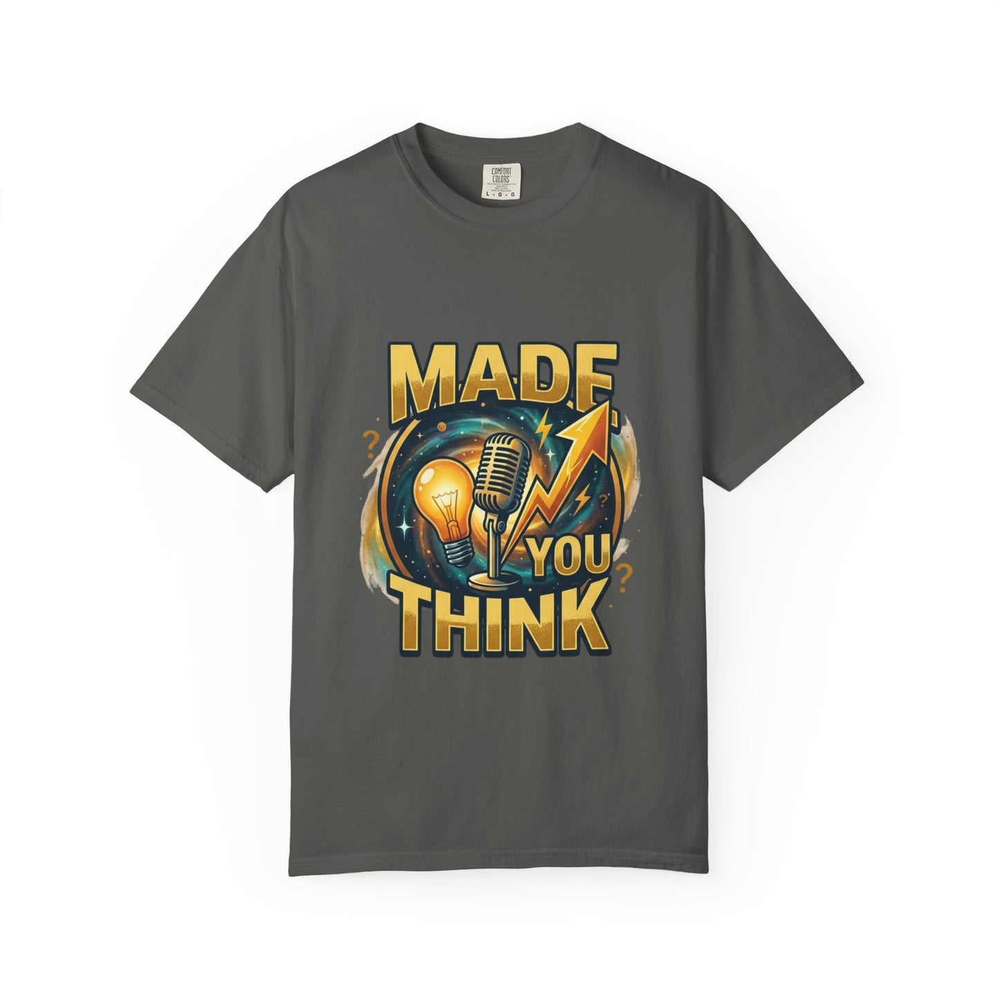 Made You Think T-Shirt — Retro Microphone & Lightbulb Graphic Tee