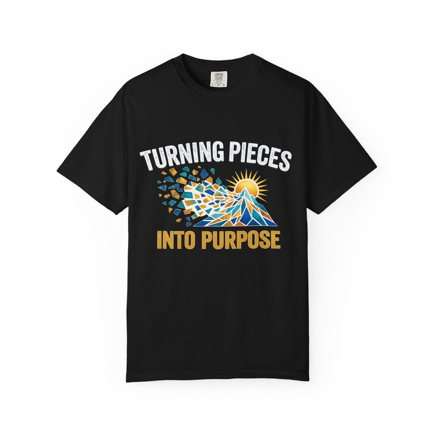 Turning Pieces Into Purpose T-Shirt — Inspirational Mosaic Sun Graphic