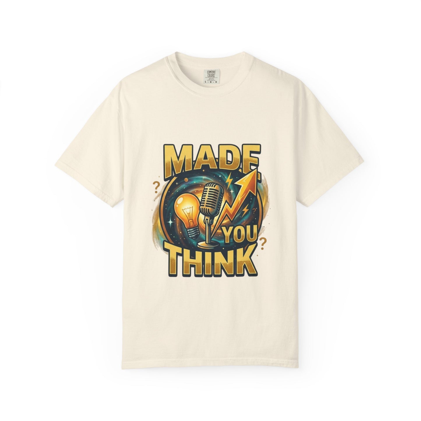 Made You Think T-Shirt — Retro Microphone & Lightbulb Graphic Tee