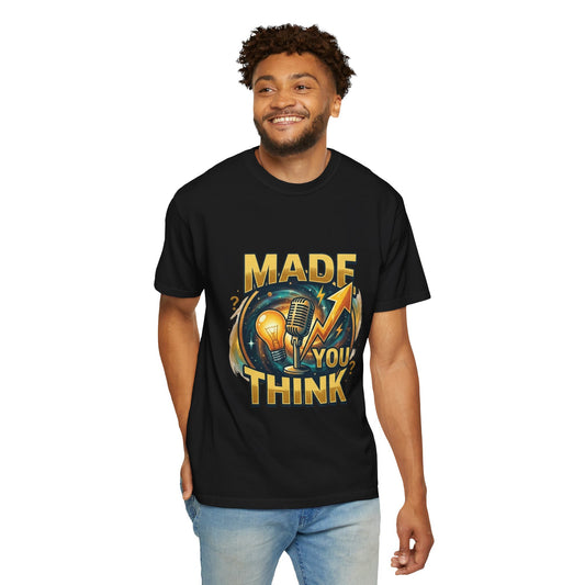 Made You Think T-Shirt — Retro Microphone & Lightbulb Graphic Tee