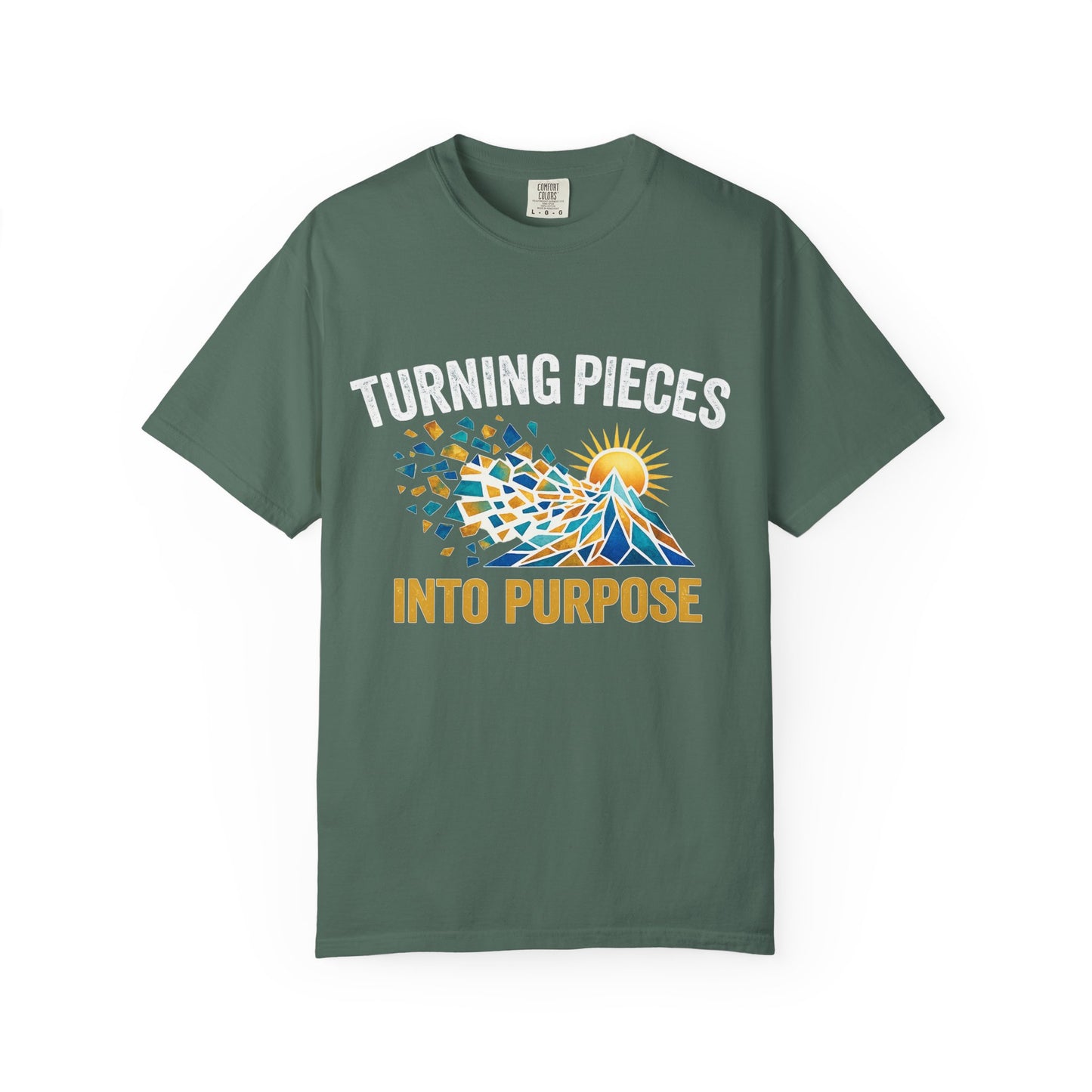 Turning Pieces Into Purpose T-Shirt — Inspirational Mosaic Sun Graphic