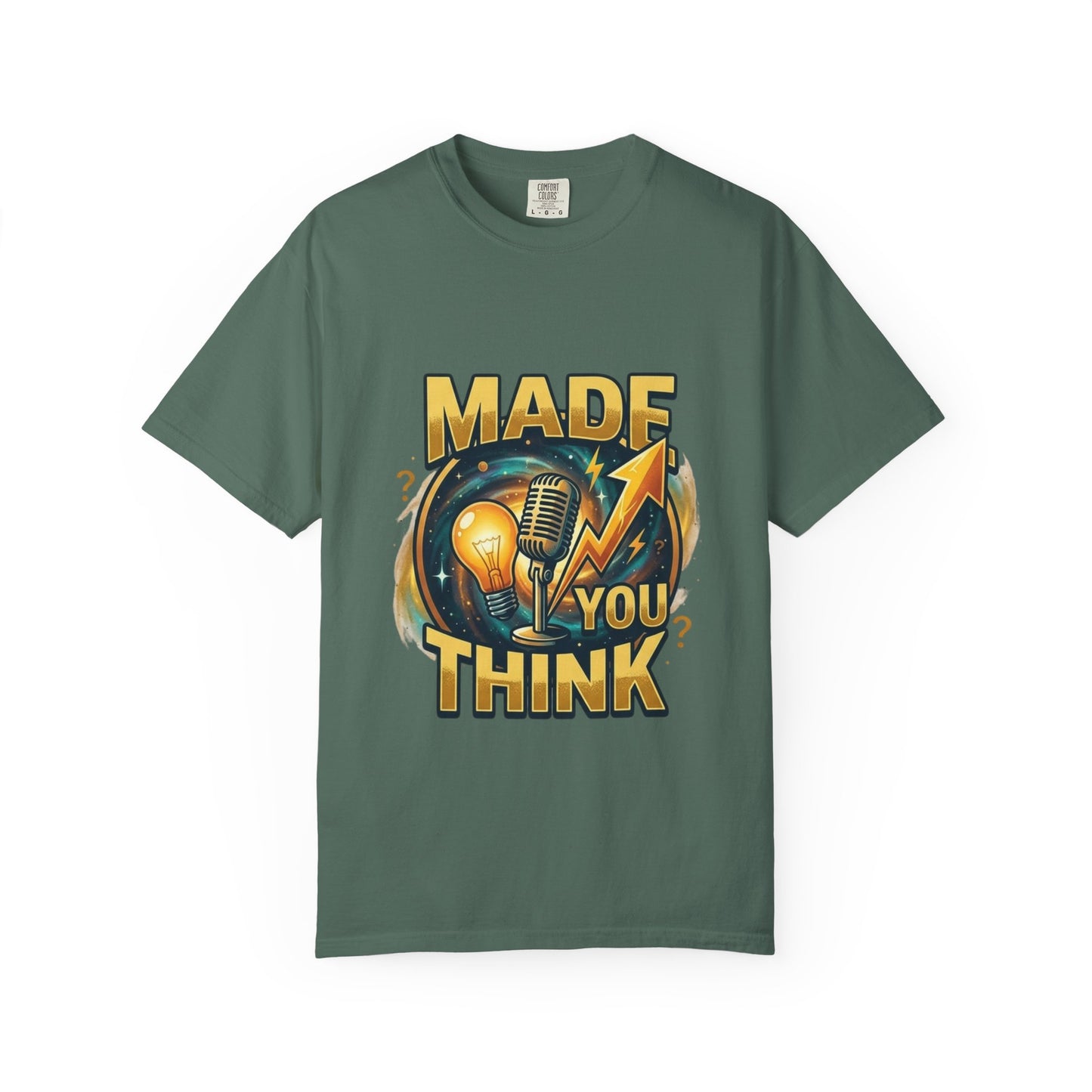Made You Think T-Shirt — Retro Microphone & Lightbulb Graphic Tee