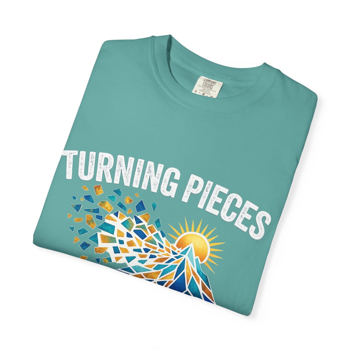 Turning Pieces Into Purpose T-Shirt — Inspirational Mosaic Sun Graphic