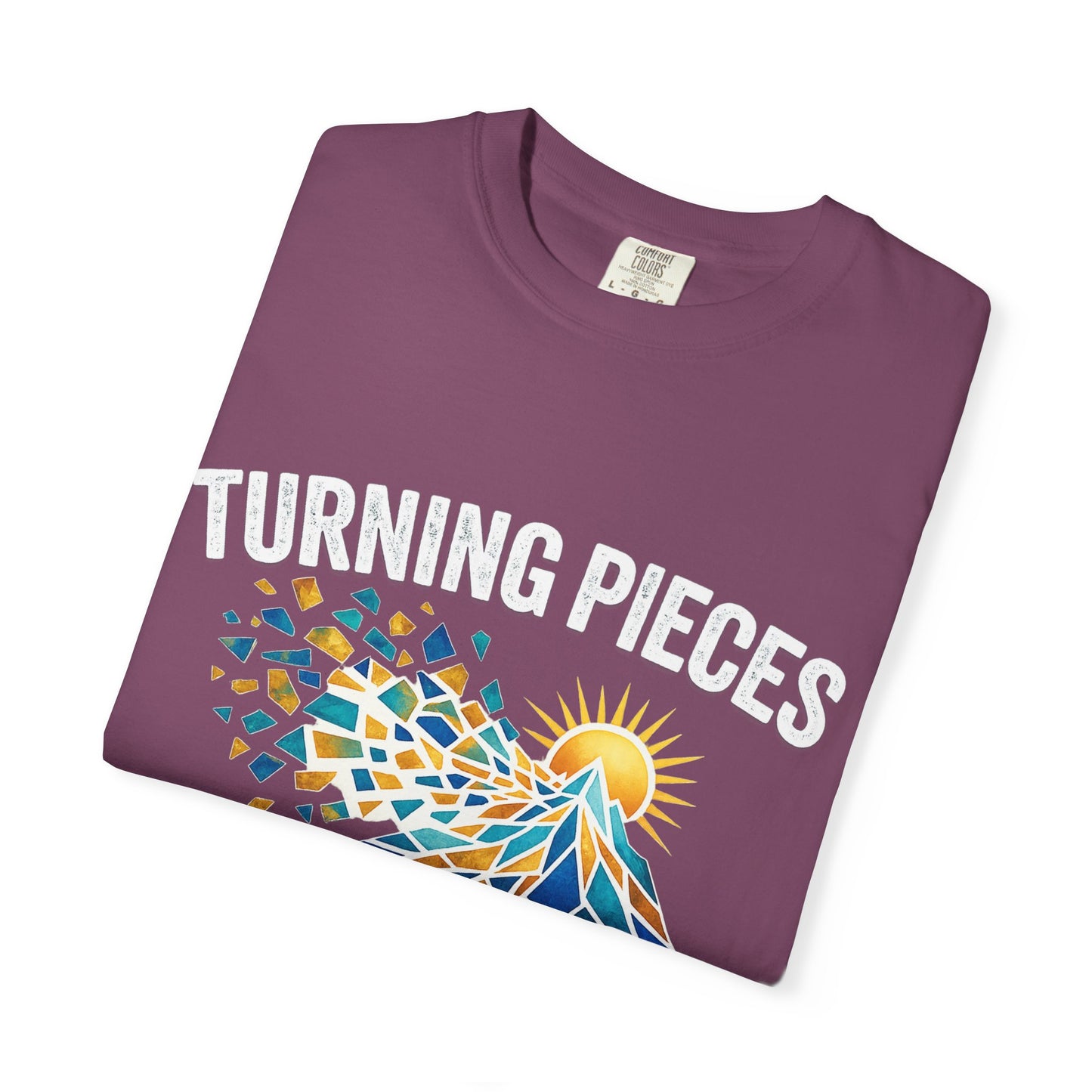Turning Pieces Into Purpose T-Shirt — Inspirational Mosaic Sun Graphic