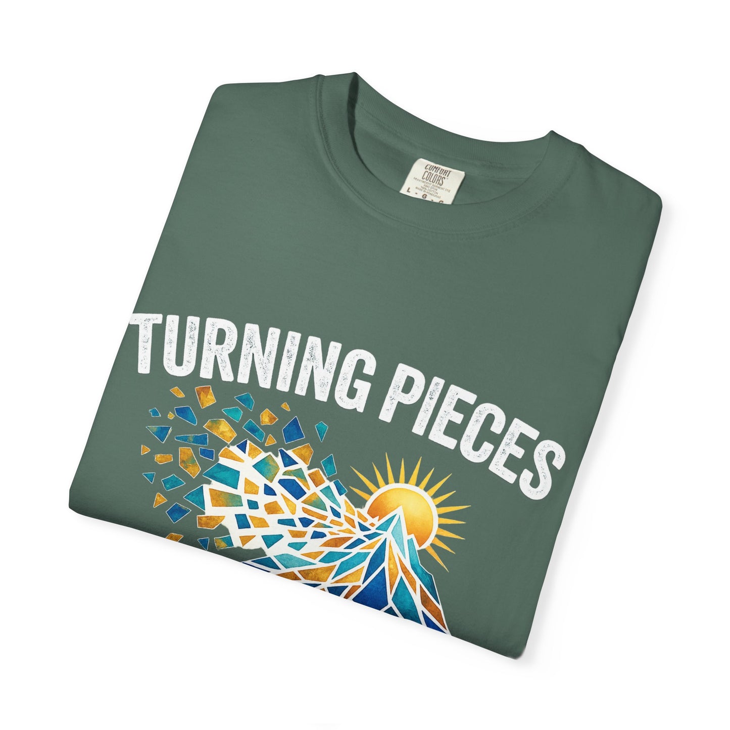 Turning Pieces Into Purpose T-Shirt — Inspirational Mosaic Sun Graphic