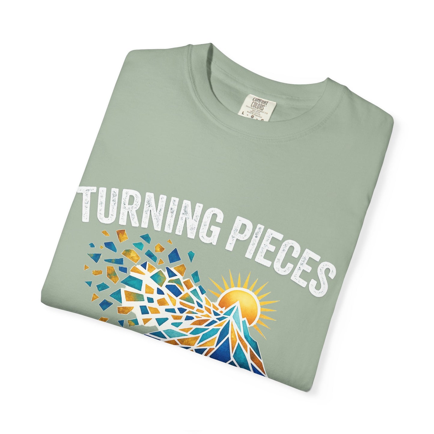 Turning Pieces Into Purpose T-Shirt — Inspirational Mosaic Sun Graphic