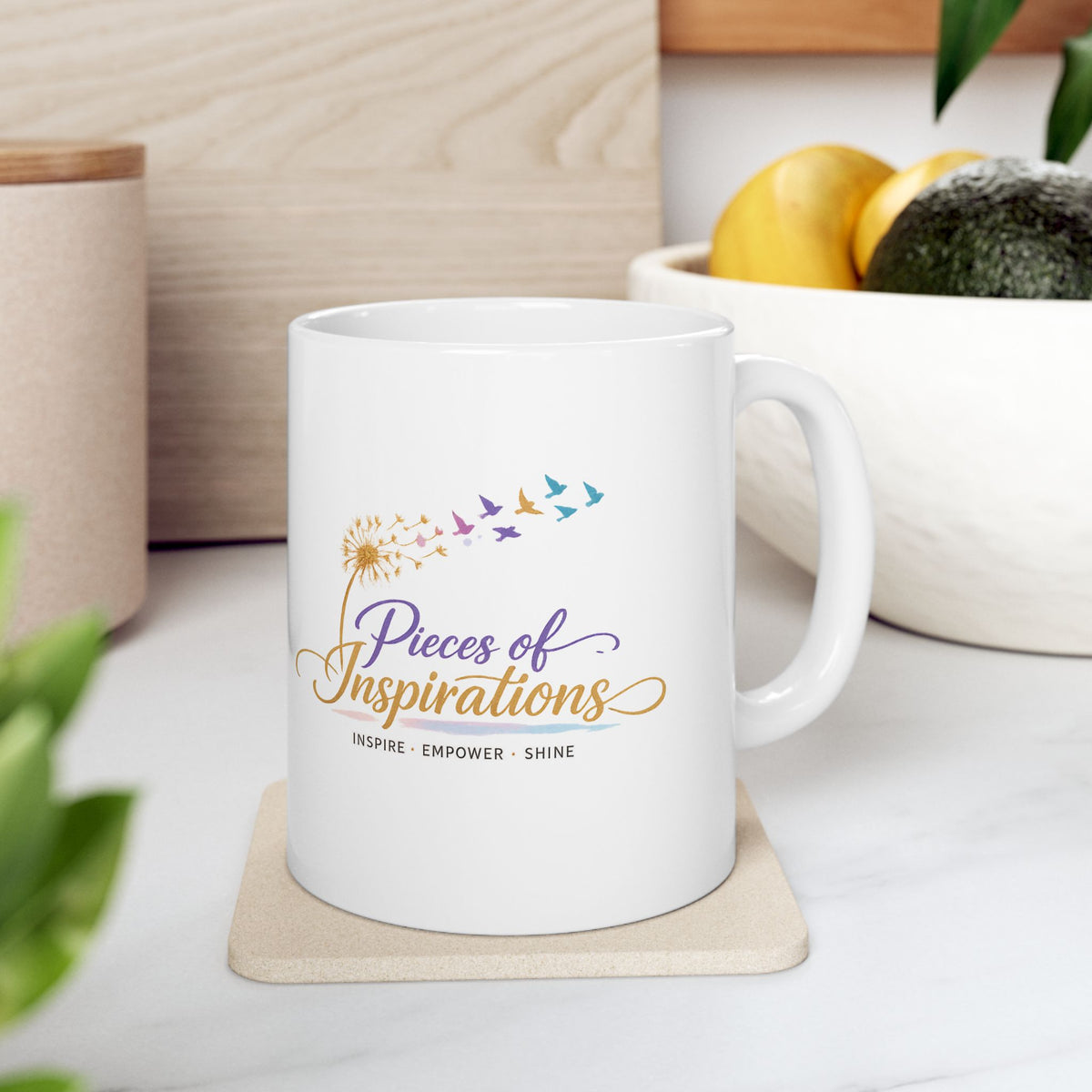 Ceramic Mug — Pieces of Inspirations Coffee Cup (Inspire • Empower • Shine)