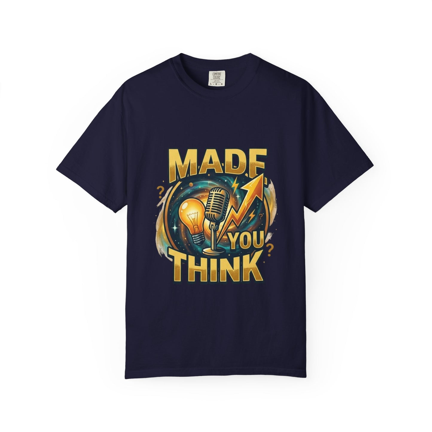 Made You Think T-Shirt — Retro Microphone & Lightbulb Graphic Tee