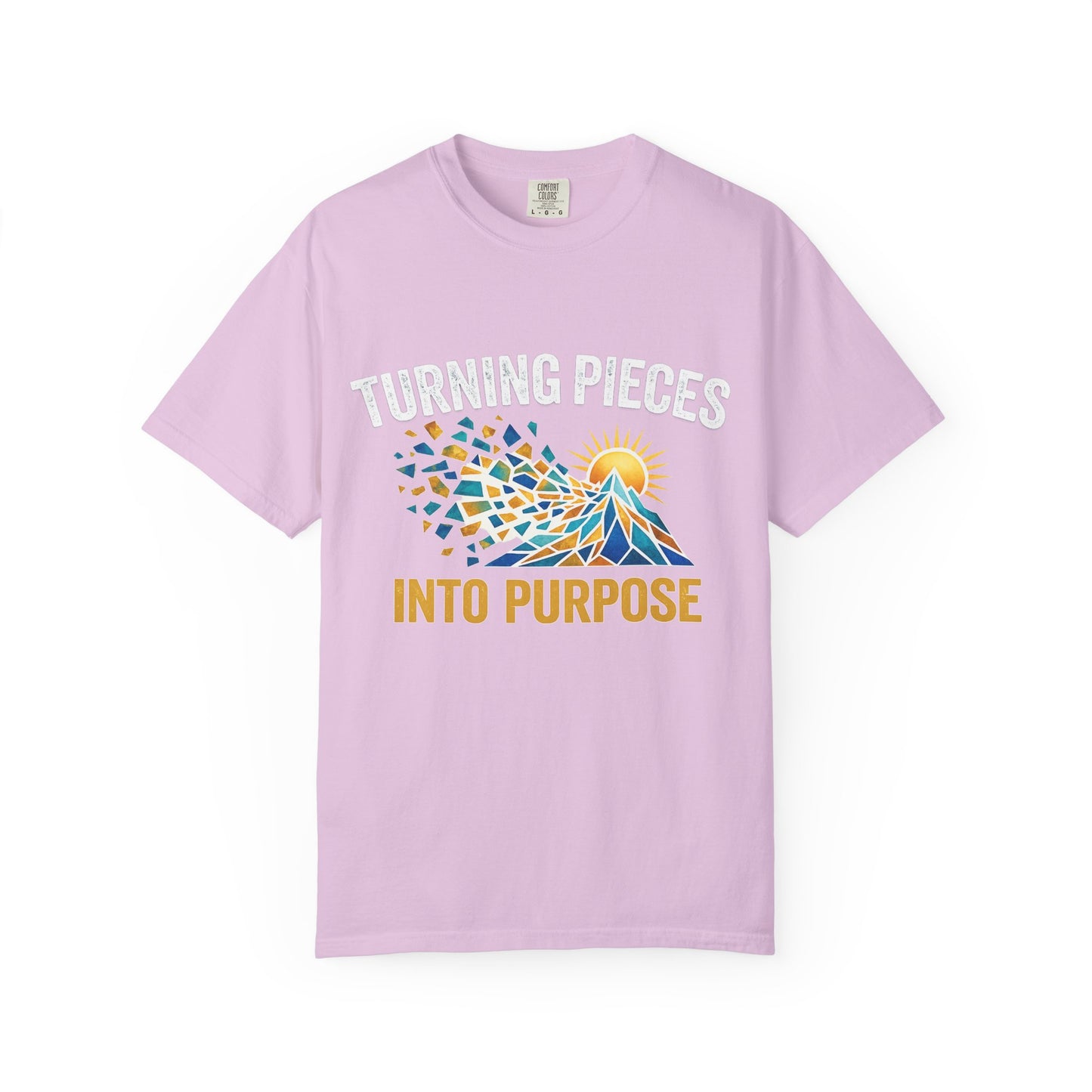 Turning Pieces Into Purpose T-Shirt — Inspirational Mosaic Sun Graphic