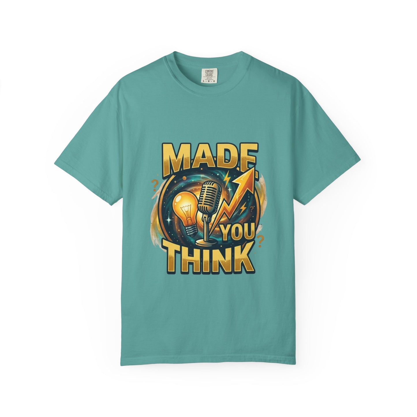 Made You Think T-Shirt — Retro Microphone & Lightbulb Graphic Tee