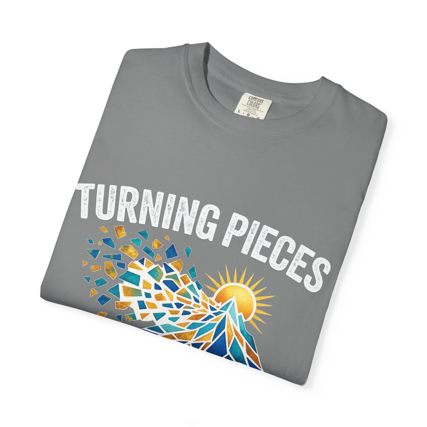 Turning Pieces Into Purpose T-Shirt — Inspirational Mosaic Sun Graphic