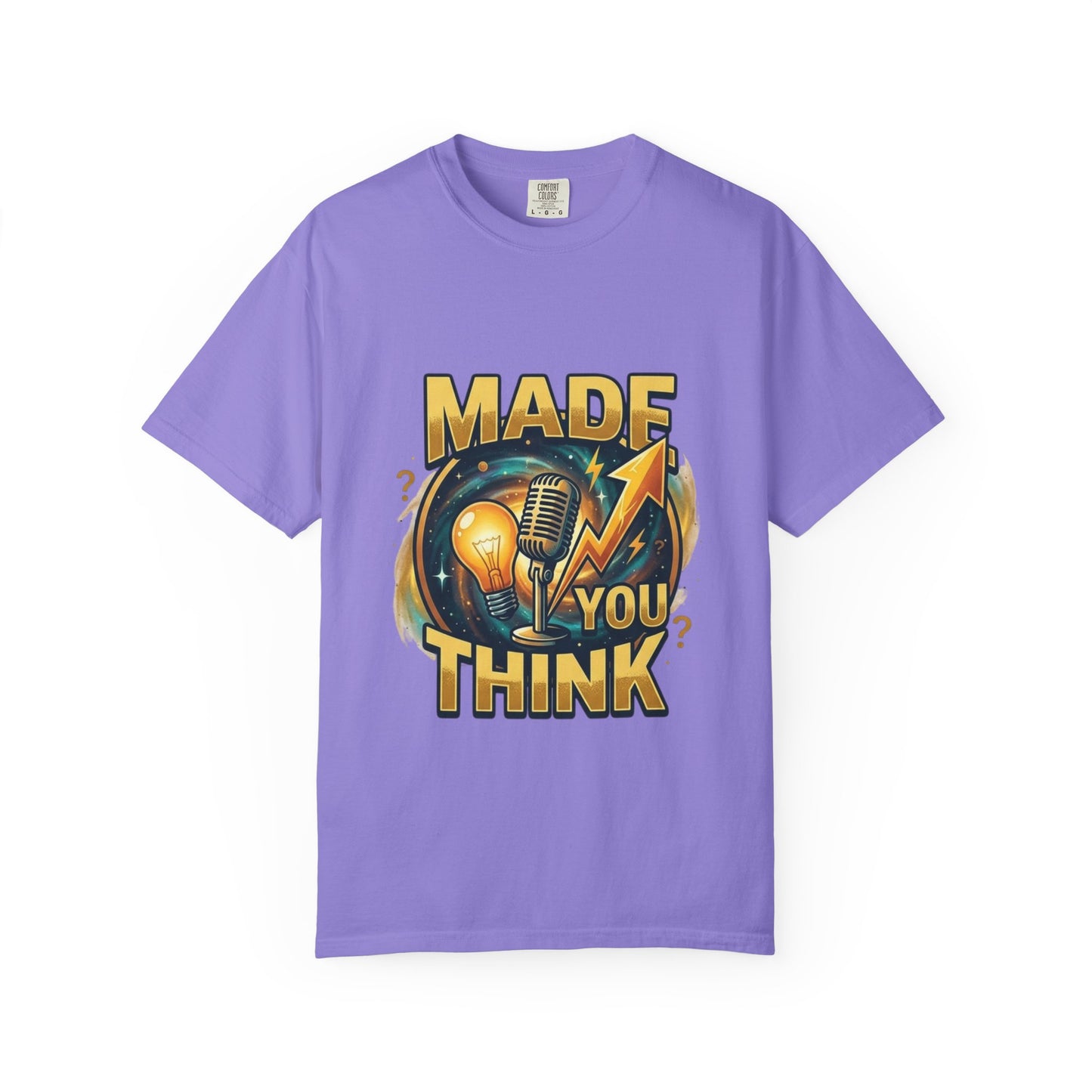Made You Think T-Shirt — Retro Microphone & Lightbulb Graphic Tee
