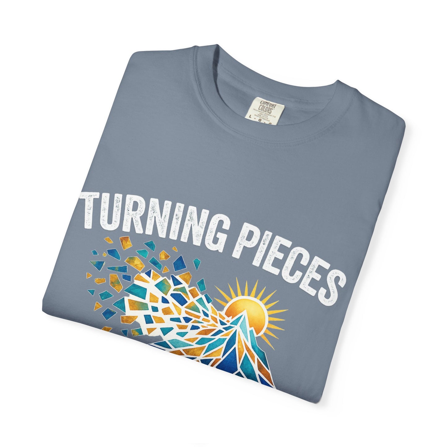 Turning Pieces Into Purpose T-Shirt — Inspirational Mosaic Sun Graphic