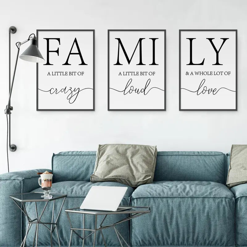 3pcs Love & Family Inspirational Wall Art Canvas Print