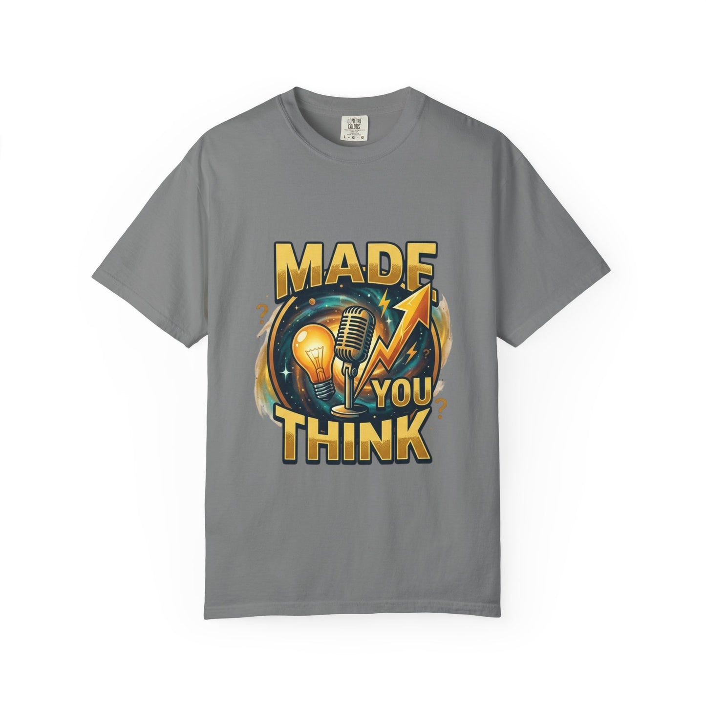 Made You Think T-Shirt — Retro Microphone & Lightbulb Graphic Tee