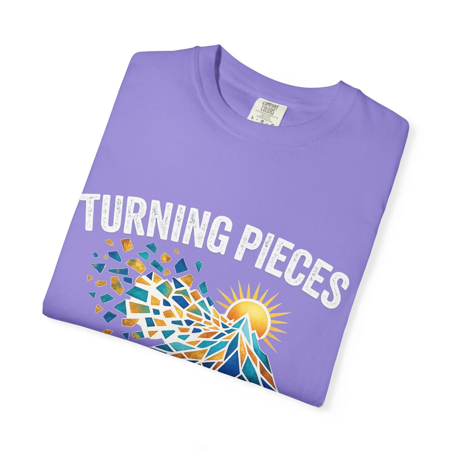 Turning Pieces Into Purpose T-Shirt — Inspirational Mosaic Sun Graphic