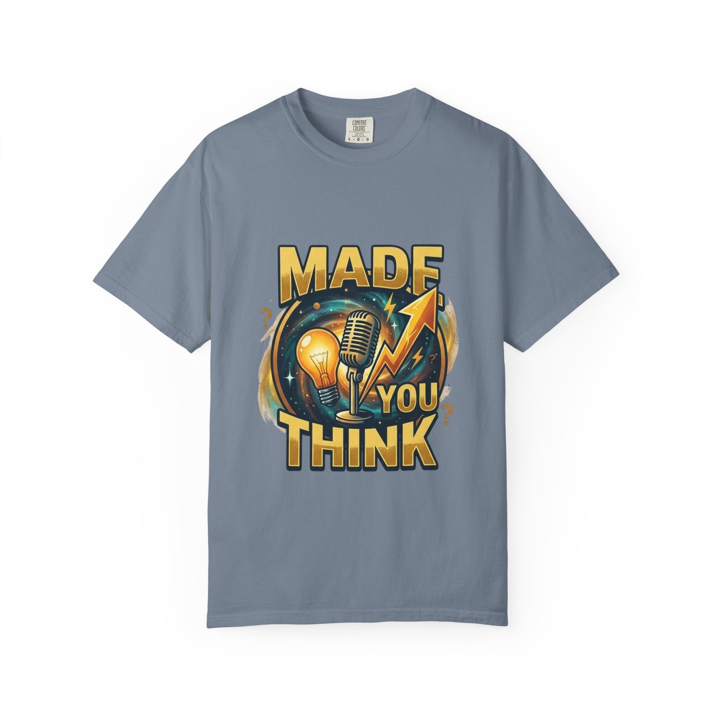 Made You Think T-Shirt — Retro Microphone & Lightbulb Graphic Tee