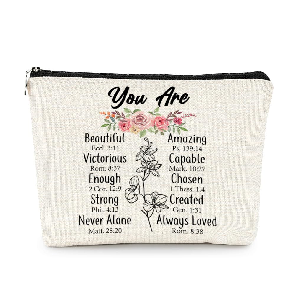 EXUQO Inspirational Small Makeup BagYou Are Beautiful Amazing Positive Cosmetic BagsGifts for Friends Sisters CoworkersAesthetic Makeup Pouch