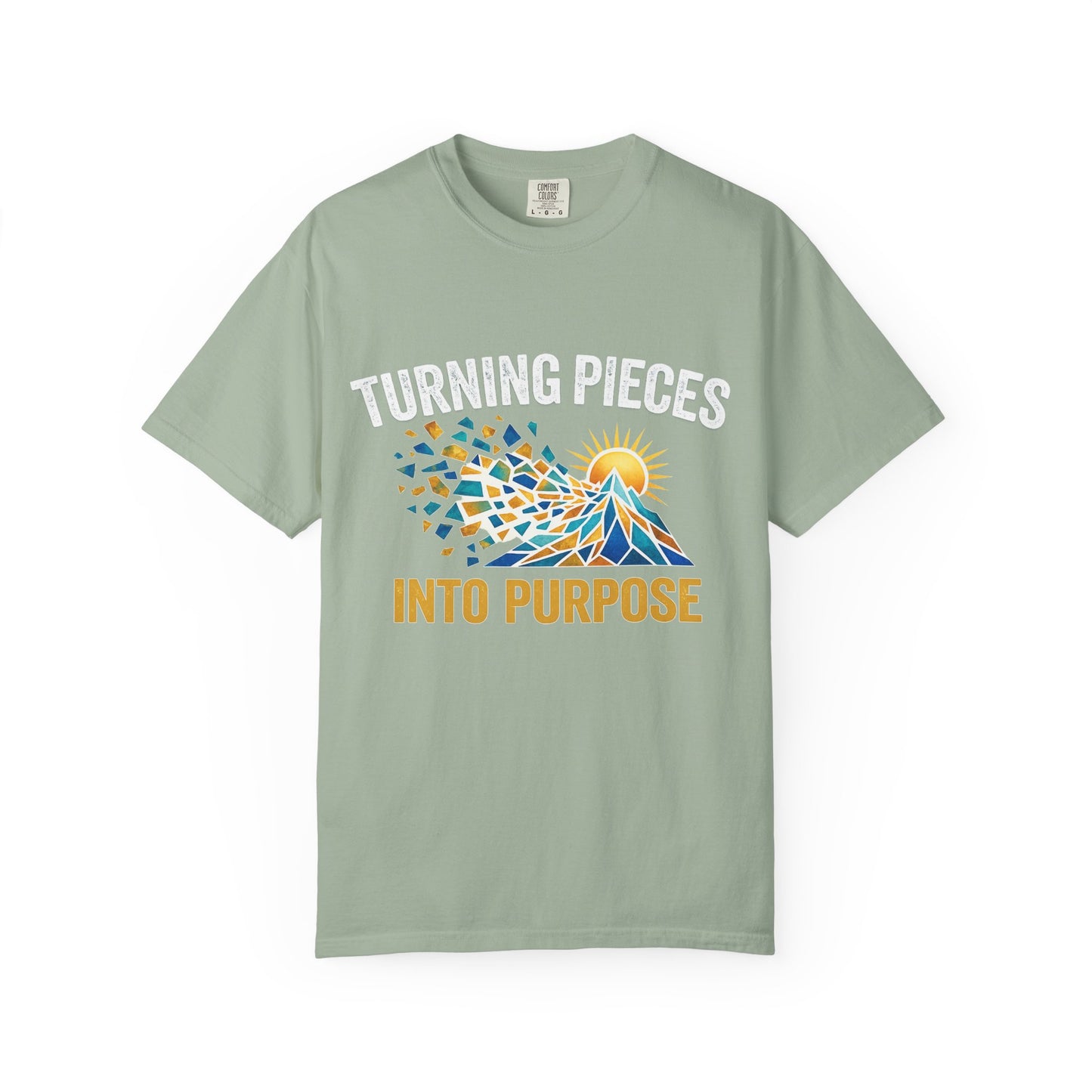 Turning Pieces Into Purpose T-Shirt — Inspirational Mosaic Sun Graphic