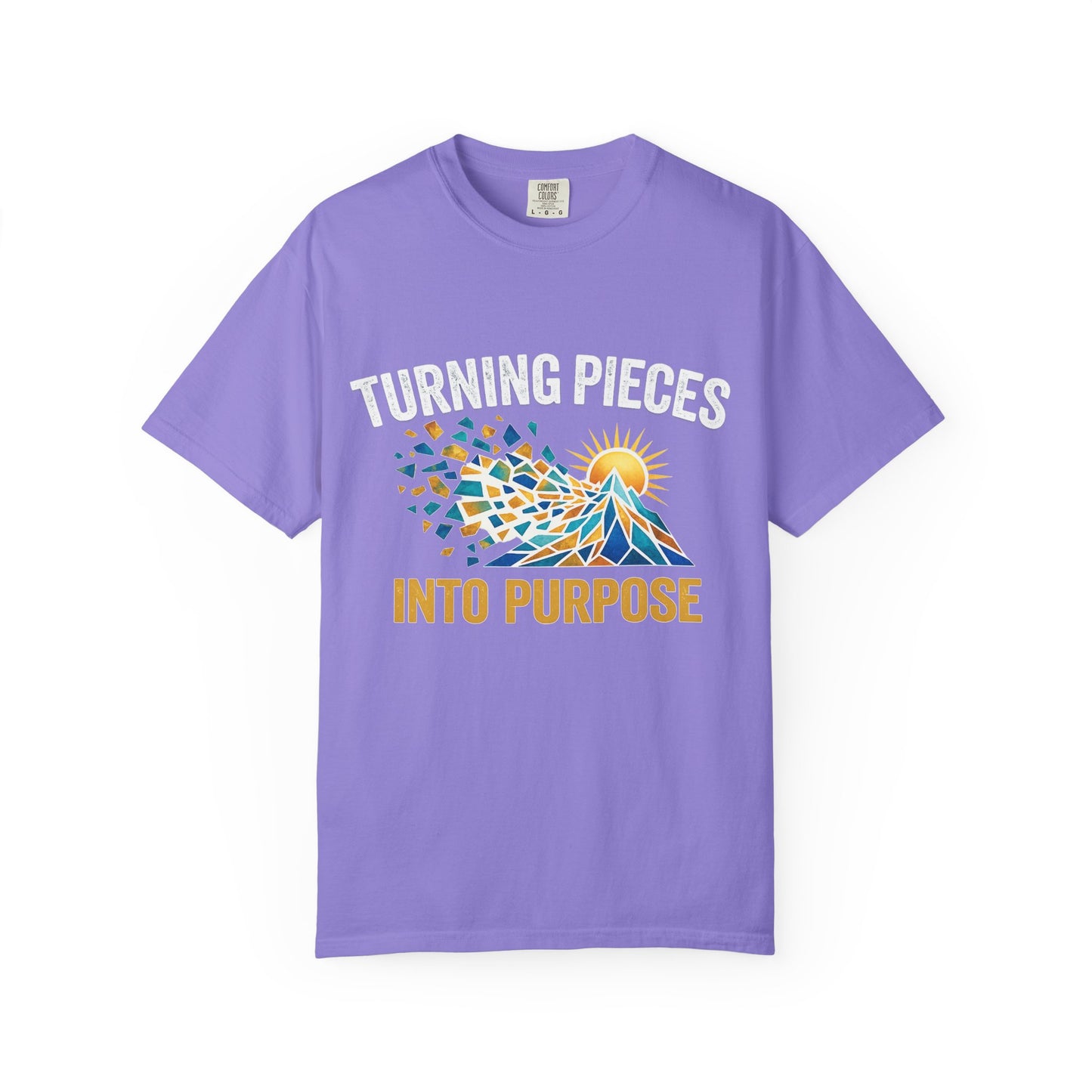 Turning Pieces Into Purpose T-Shirt — Inspirational Mosaic Sun Graphic