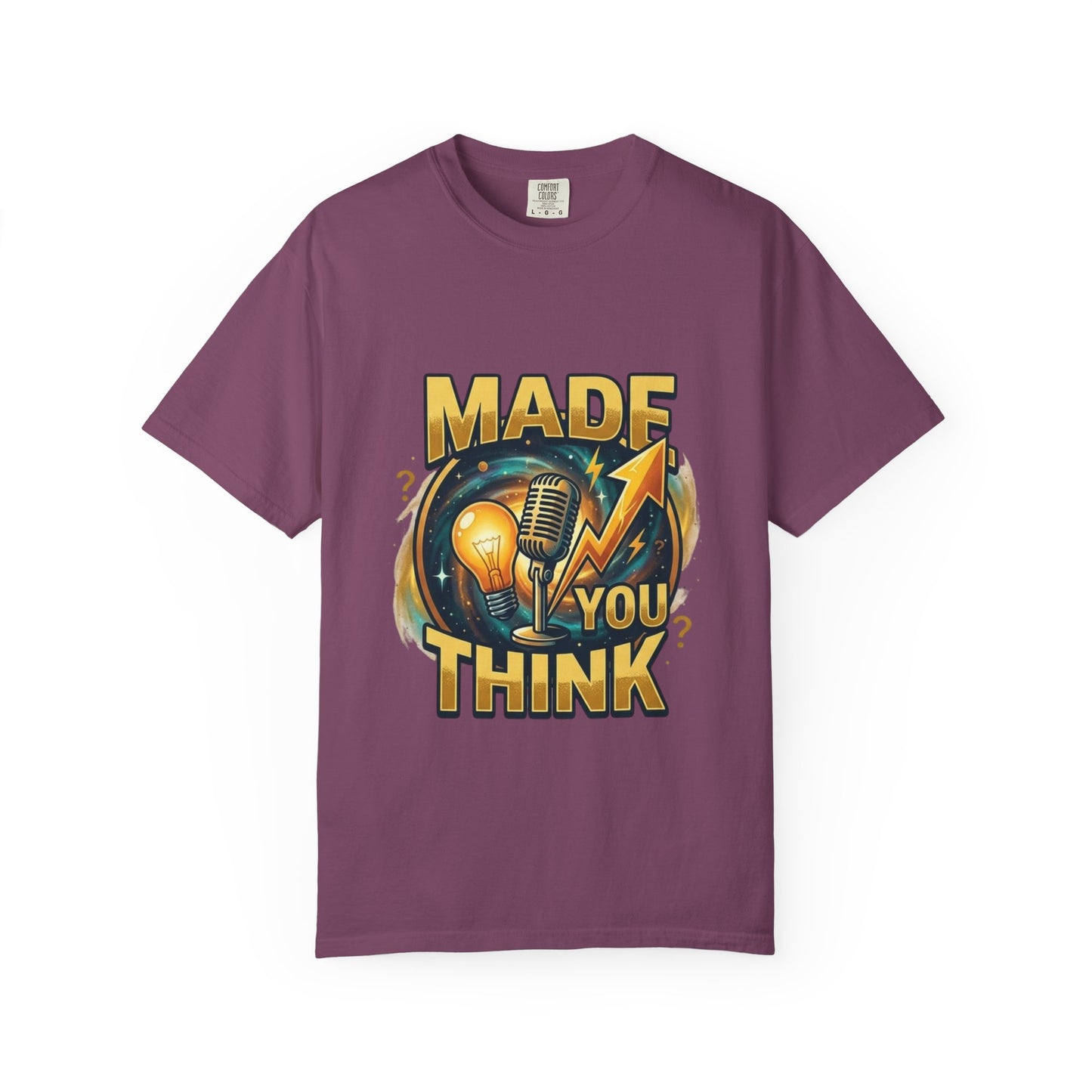 Made You Think T-Shirt — Retro Microphone & Lightbulb Graphic Tee