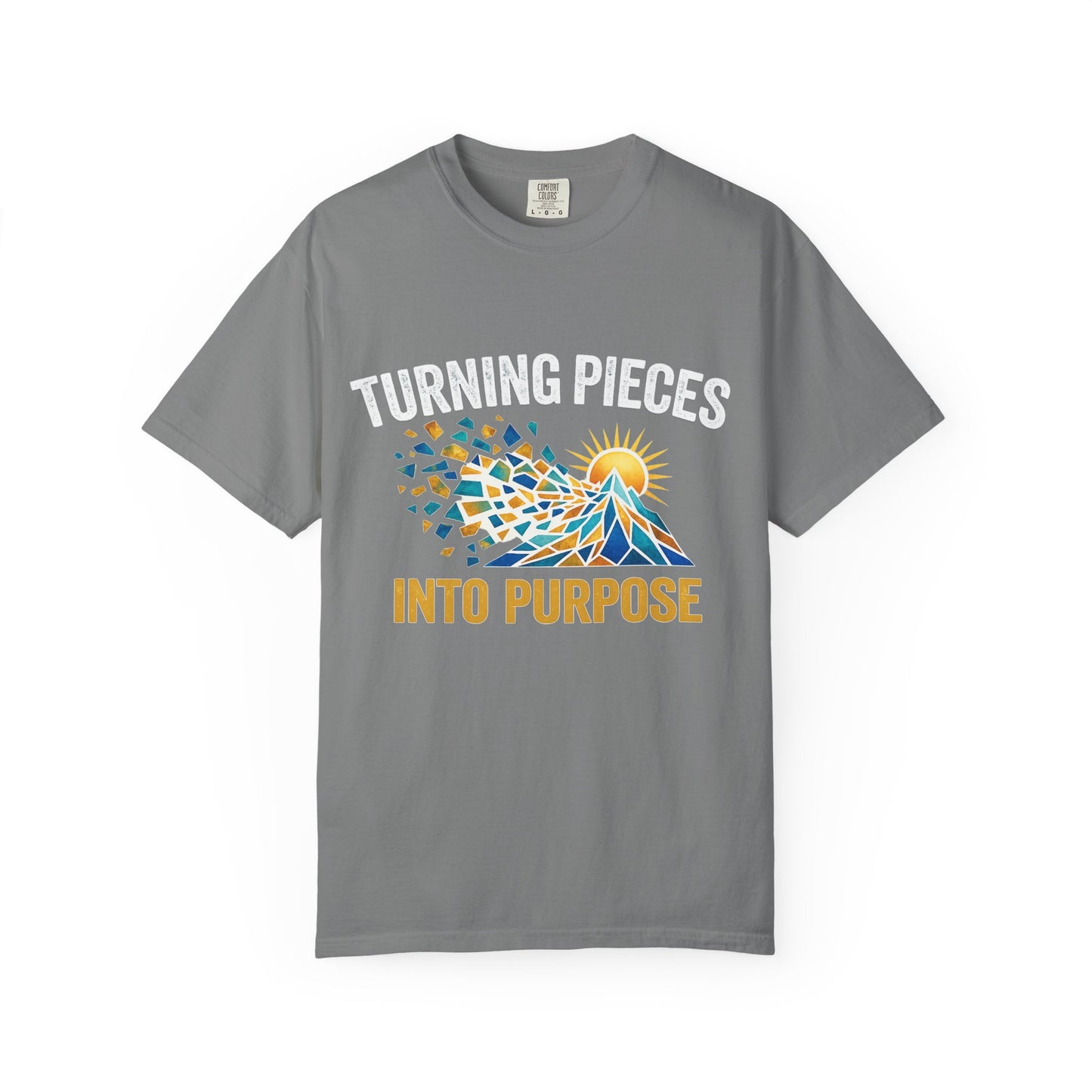 Turning Pieces Into Purpose T-Shirt — Inspirational Mosaic Sun Graphic