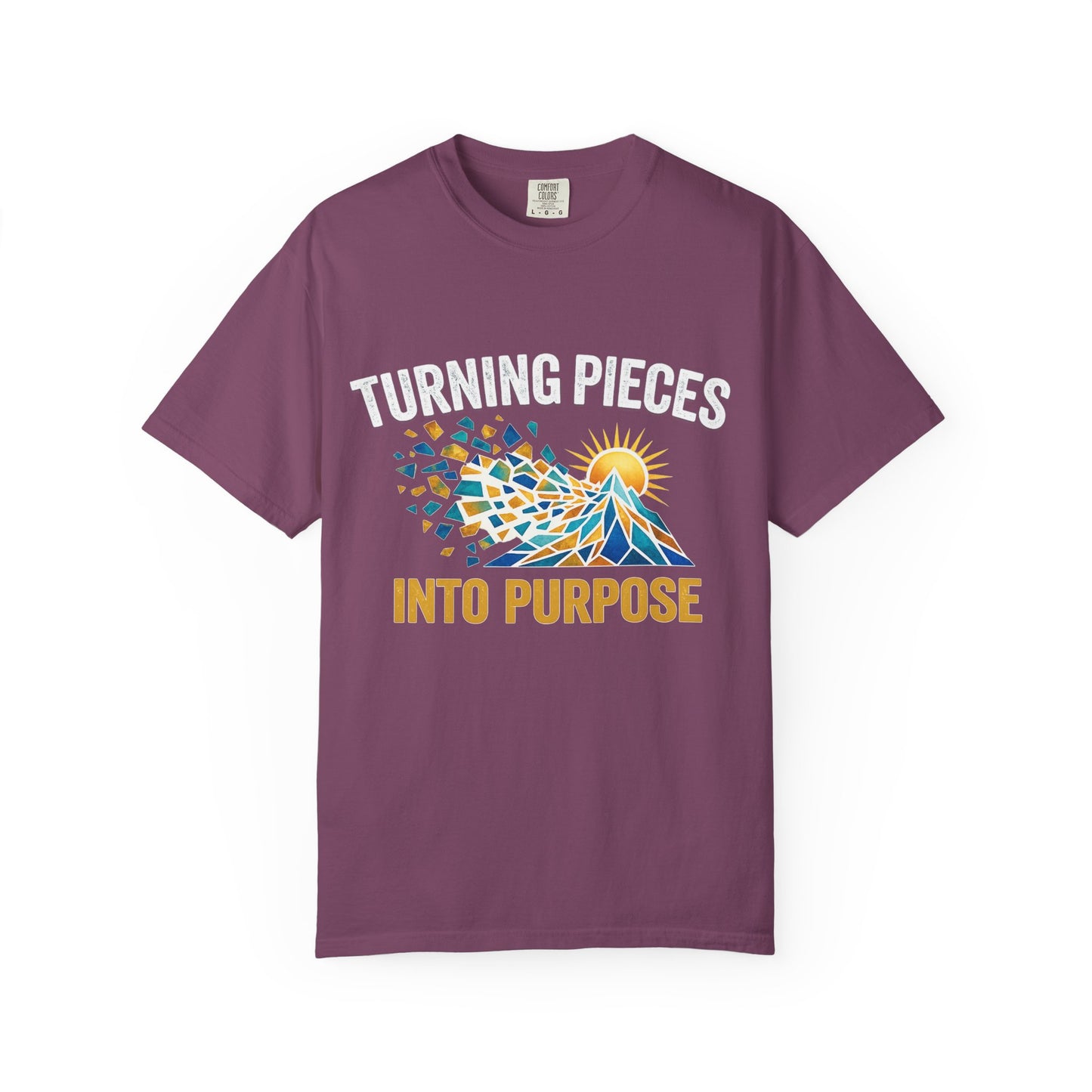 Turning Pieces Into Purpose T-Shirt — Inspirational Mosaic Sun Graphic