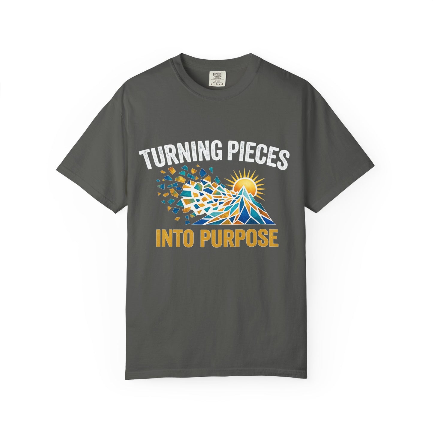 Turning Pieces Into Purpose T-Shirt — Inspirational Mosaic Sun Graphic