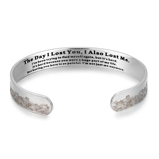 Engraved Inspirational Waves Cuff Bracelet in Stainless Steel